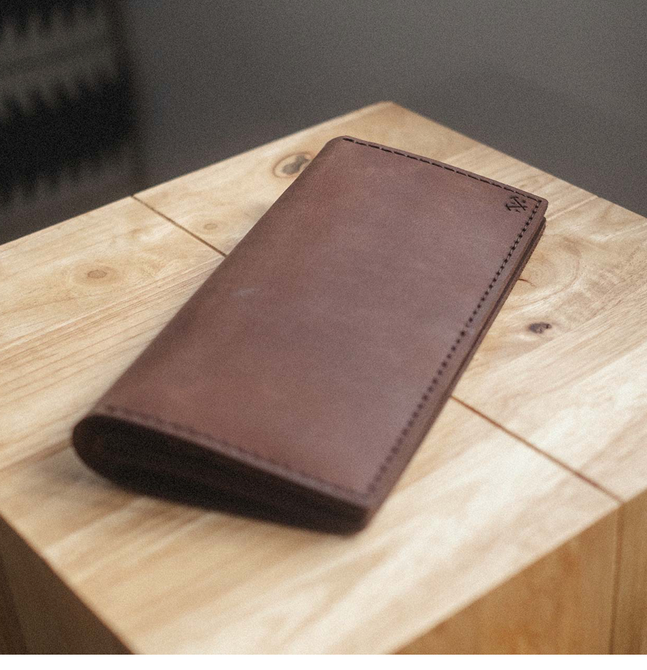 vegan leather tall wallet