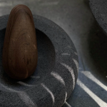 Mexican lava rock and wood mortar and pestle 