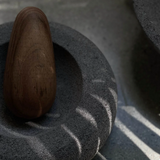 Mexican lava rock and wood mortar and pestle 