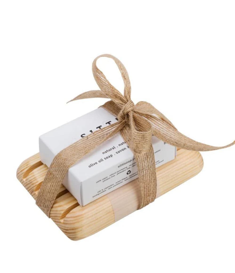 Handmade Sitti olive oil soap bar, 100% vegan and natural, crafted with pure Jordanian olive oil. Corporate gift with a social impact from women-owned brands