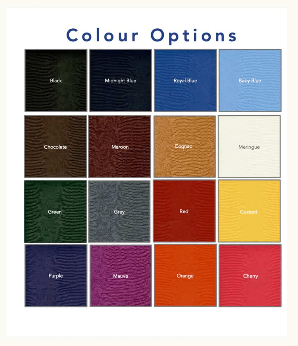 Sloane Stationery colour options for personalised notebooks, notepads and stationery