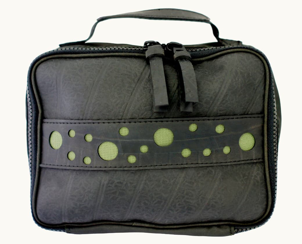 eco friendly and cruelty free travel organiser. travel organiser made from recycled tyre sustainable corporate gift for clients