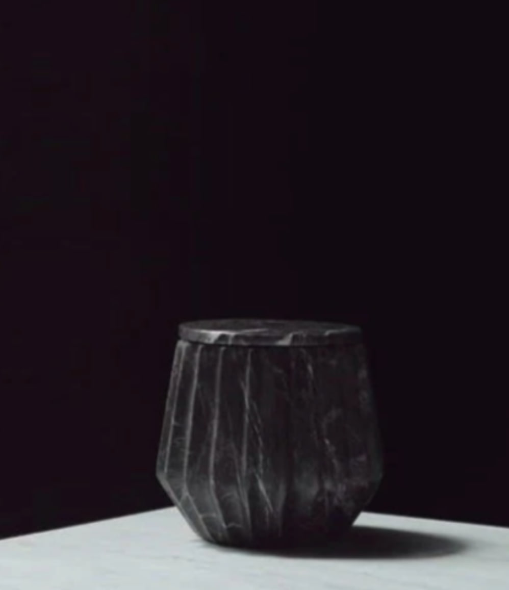 Hand-carved marble jar in black, gifts for corporate women