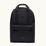 Eco-friendly Vegan Backpack black with laptop sleeve and secure pockets.