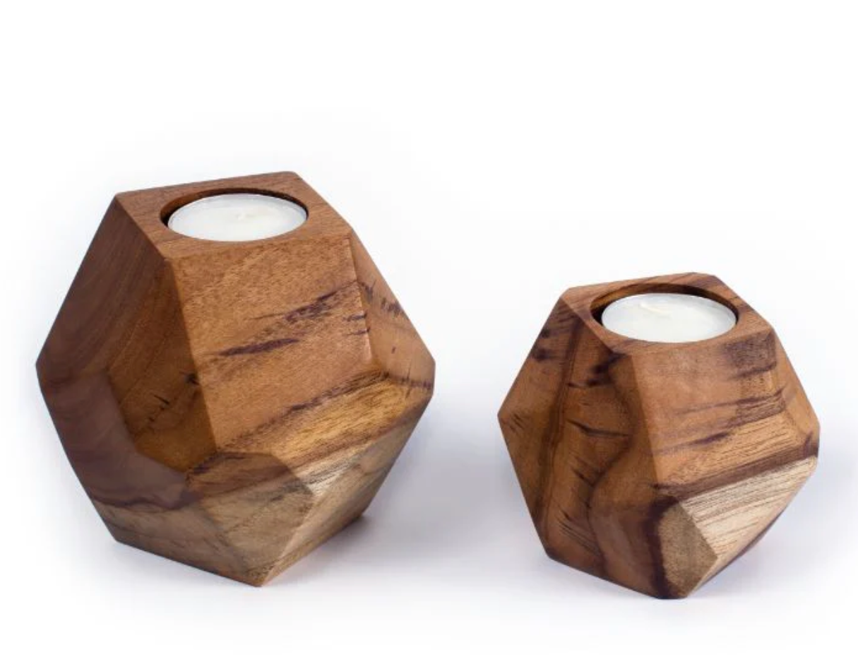 Wooden Tealight Holders for Premium corporate gifts from women-owned brands