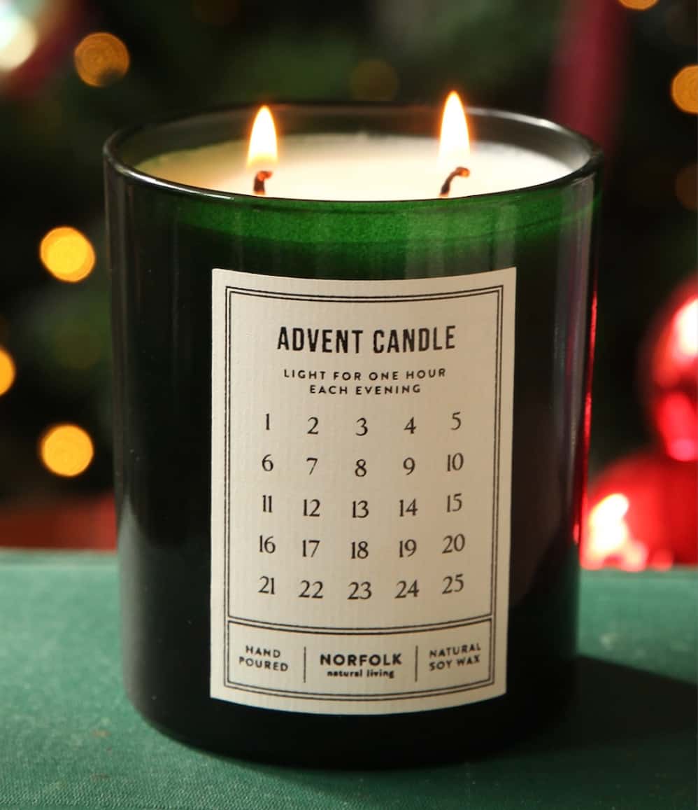 Double-wicked advent candle by Norfolk Natural Living