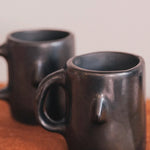 Artisan Clay Coffee Mug in black, two mugs