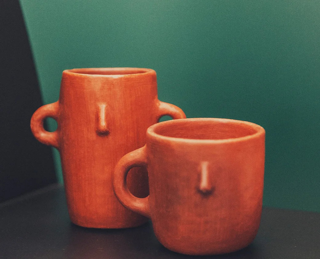 Artisan Clay Coffee Mug in clay, two mugs