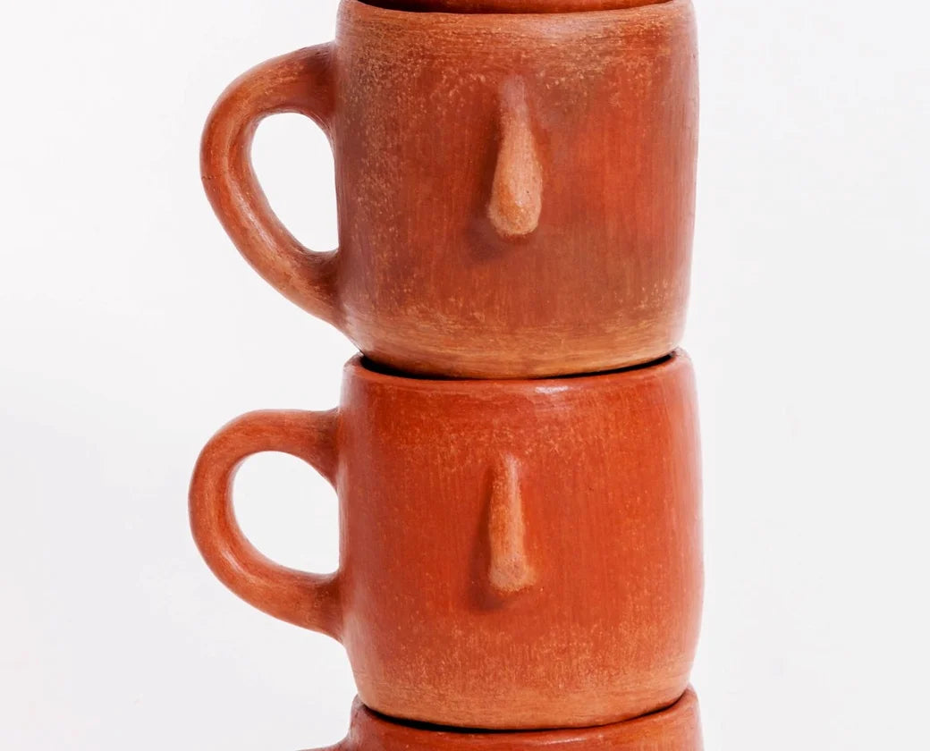 Artisan Clay Coffee Mug in clay, stacked