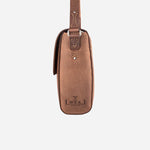 Artisan-made leather crossbody bag with buckle closure, personalised luxury corporate gift for VIP clients and executive gifting