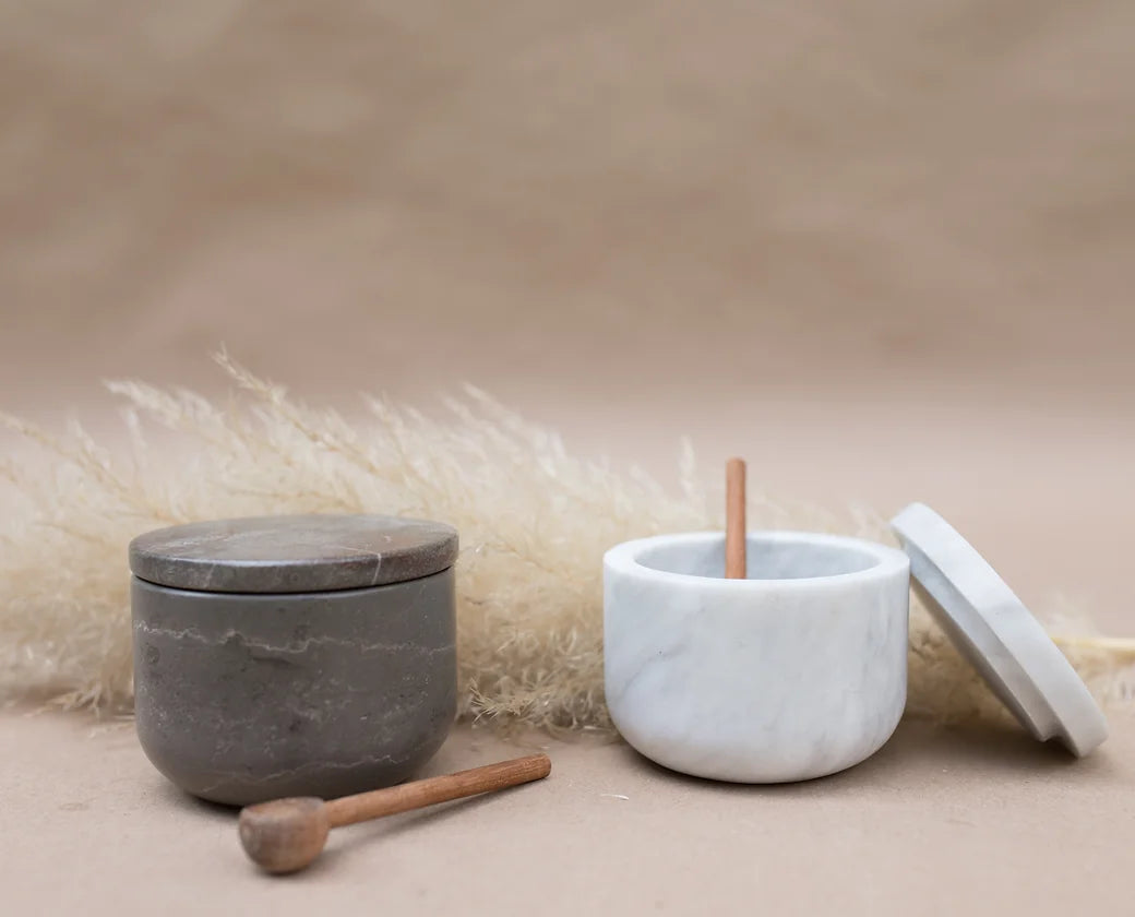 Handcarved artisan marble salt set unique luxury corporate gift VIP client events executive gifting