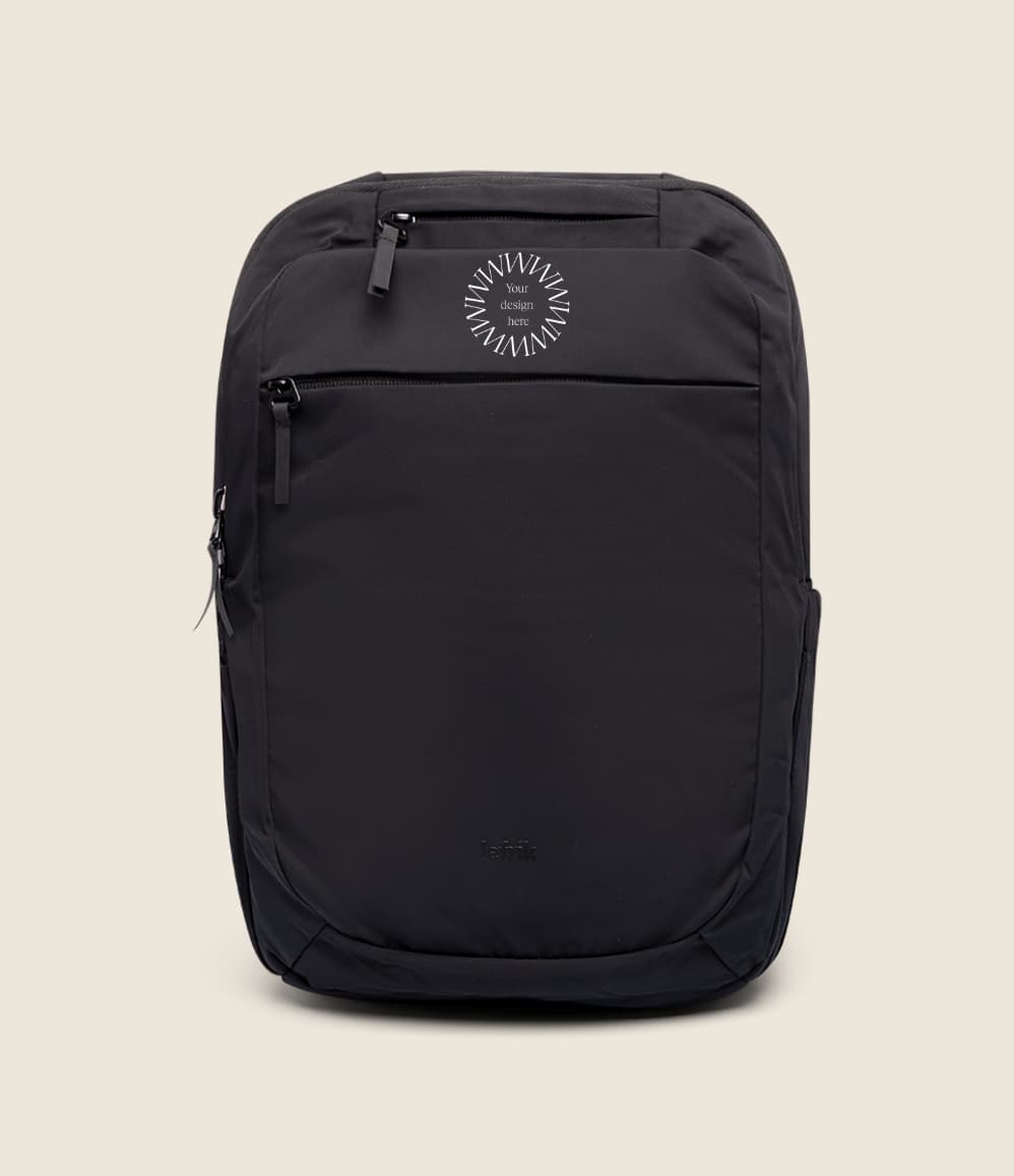 Lightweight Water Resistant Backpack 12L in black, front, showing logo placement