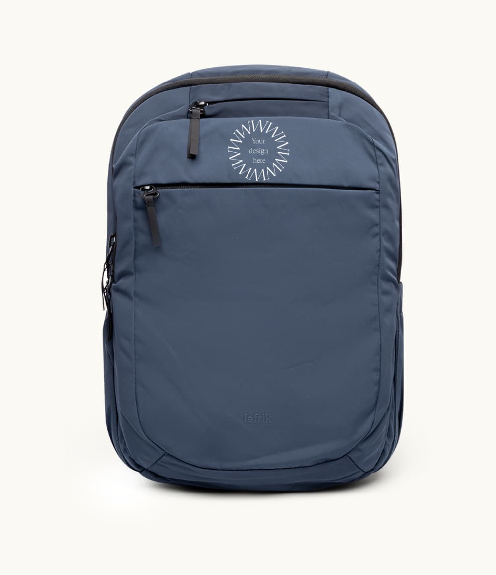 Lightweight Water Resistant Backpack 12L in blue, front, showing logo placement.