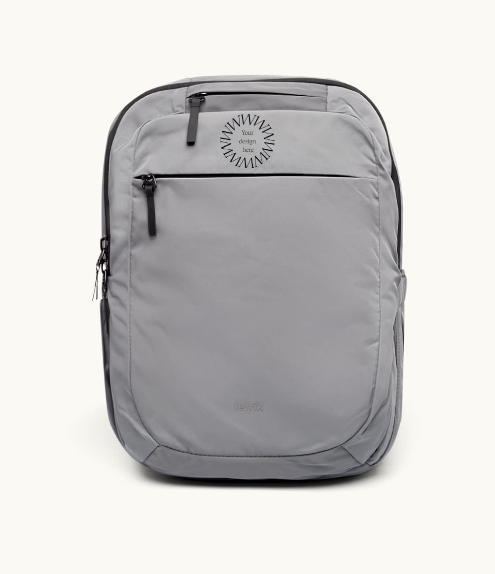 Lightweight Water Resistant Backpack 12L in grey, front, showing logo placement