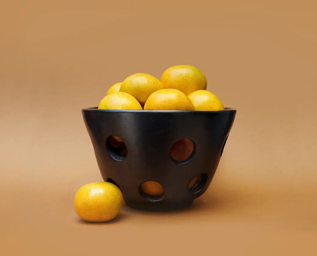 black clay fruit bowl, premium corporate gift for client gifting and executive gifting