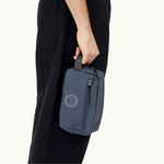 Personalise this blue rPET washbag for eco client gifts and event swag giveaways