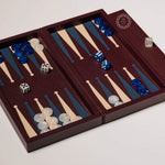 Burgundy Booklet Leather Backgammon Set personalised with company logo or initials