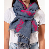 Unisex Blue Linen Shawl