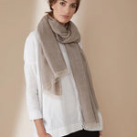 Baby Alpaca and wool shawl neutral colours 