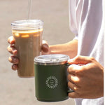 Camp Mug in pine, showing logo placement