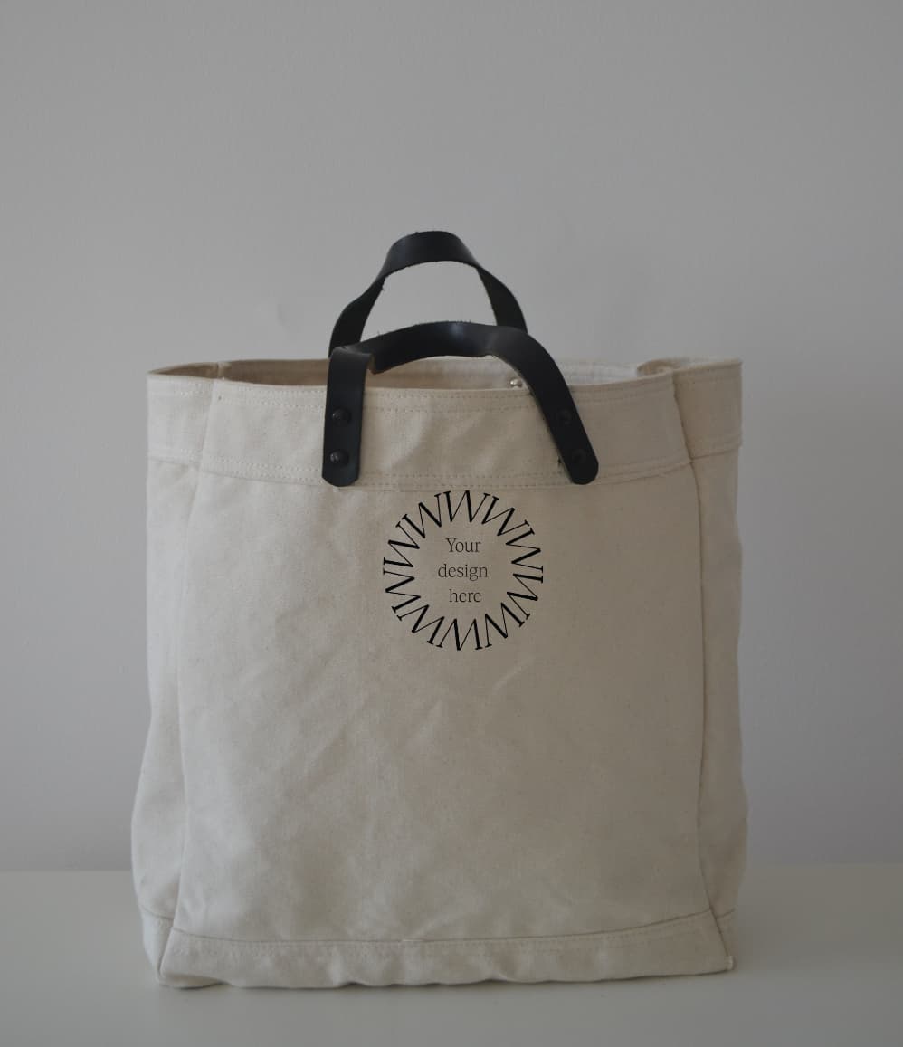Handmade cotton canvas and leather wine carrier tote personalised corporate gift client events gourmet hampers