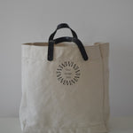 Handmade cotton canvas and leather wine carrier tote personalised corporate gift client events gourmet hampers