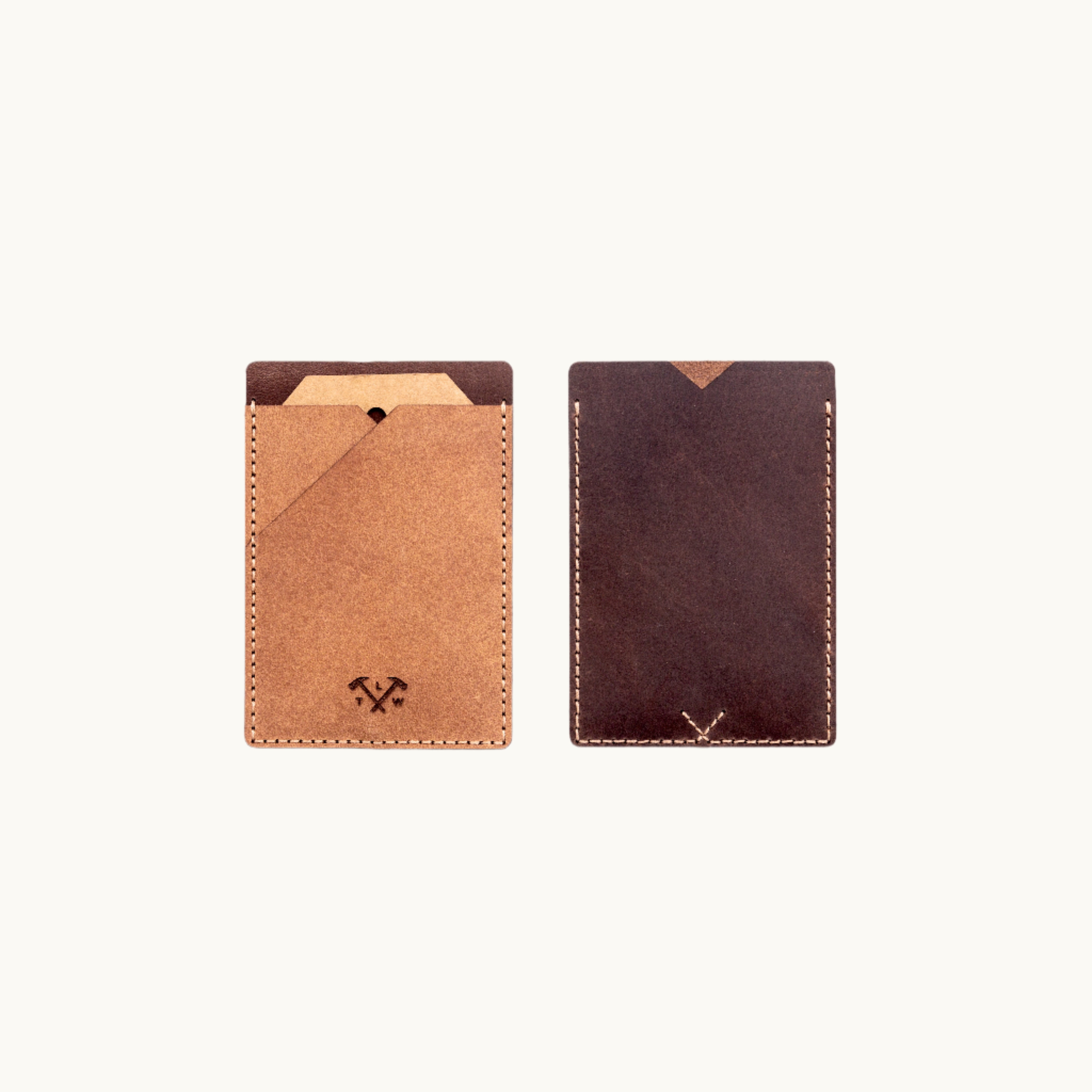 Vintage brown and tan vegan leather card holder corporate gift