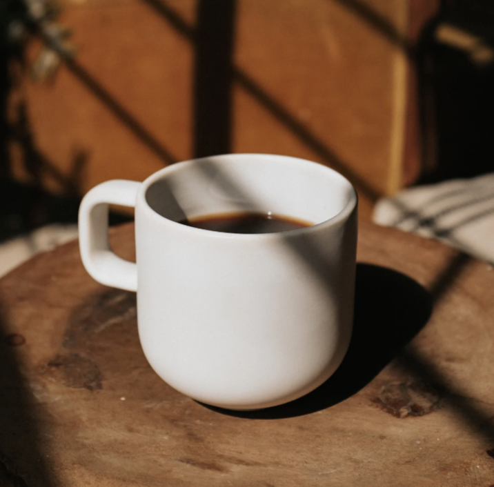 Sustainable 350ml ceramic cappuccino cup in white, artisan made for corporate gifting