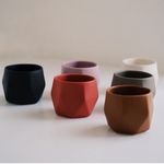 Handmade ceramic coffee cup set of 2, natural contours and vibrant colours. Unique corporate gifting idea.