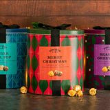 Christmas Popcorn Gift Tin, three tins lined up