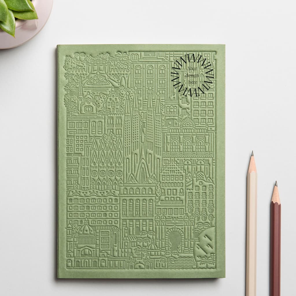 City notebook Barcelona green personalised branded corporate gift VIP client events