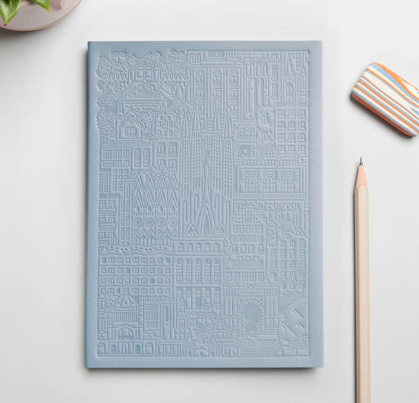 City notebook Barcelona light blue personalised branded corporate gift premium corporate swag