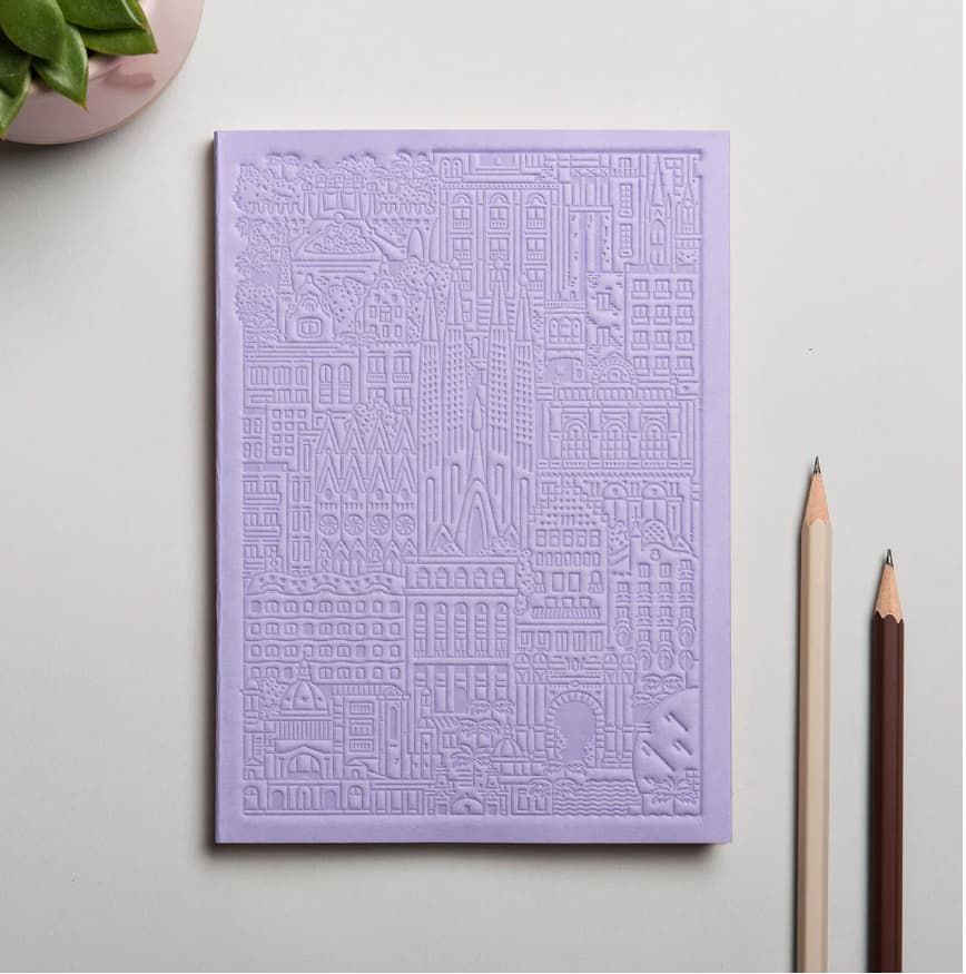 City notebook Barcelona purple personalised branded corporate gift VIP client events