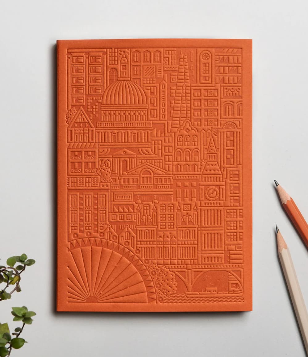 City notebook London orange personalised branded corporate gift executive gifting