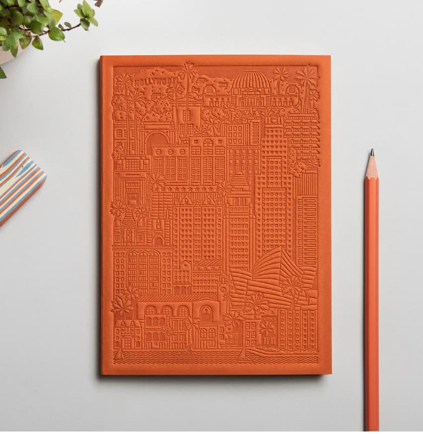 City notebook Los Angeles orange personalised branded corporate gift executive gifting