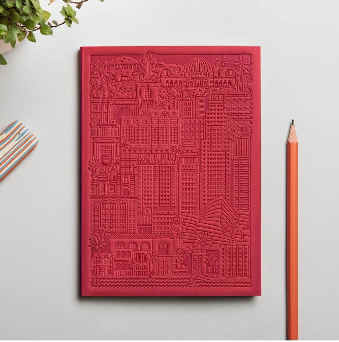 City notebook Los Angeles red personalised branded corporate gift executive gifting