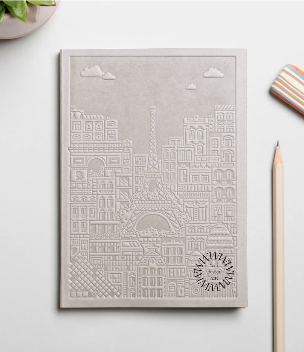 City notebook Paris grey personalised branded corporate gift VIP client events