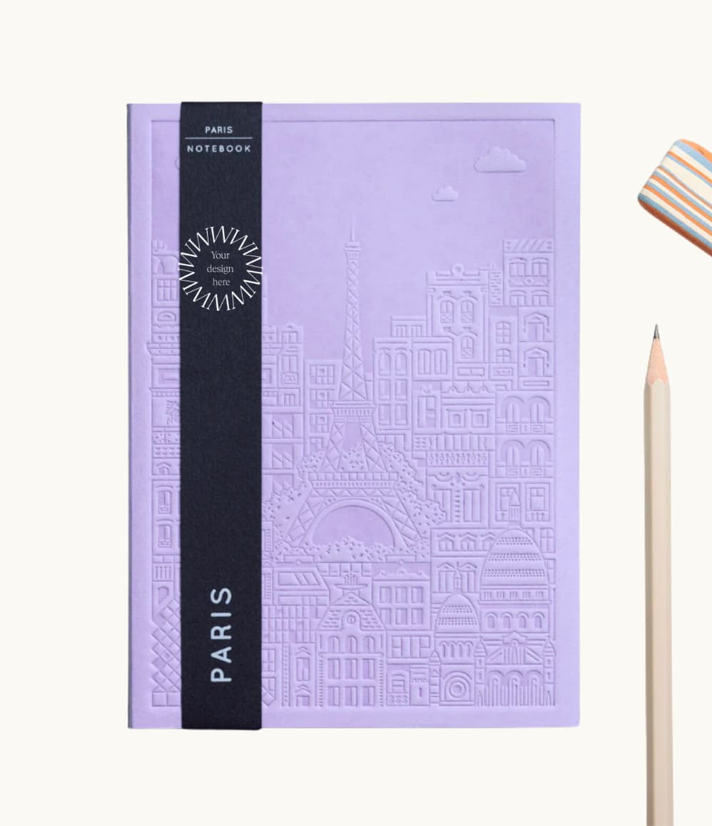 City notebook Paris lavender personalised branded corporate gift premium corporate swag