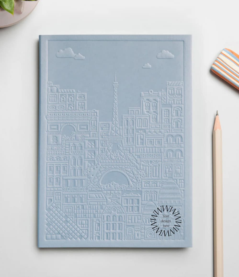 City notebook Paris light blue personalised branded corporate gift corporate events