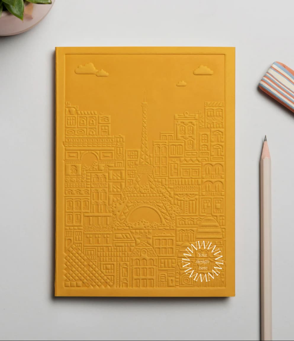 City notebook Paris yellow personalised branded corporate gift brand activation