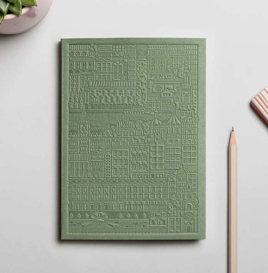 City notebook Stockholm green personalised branded corporate gift brand activation