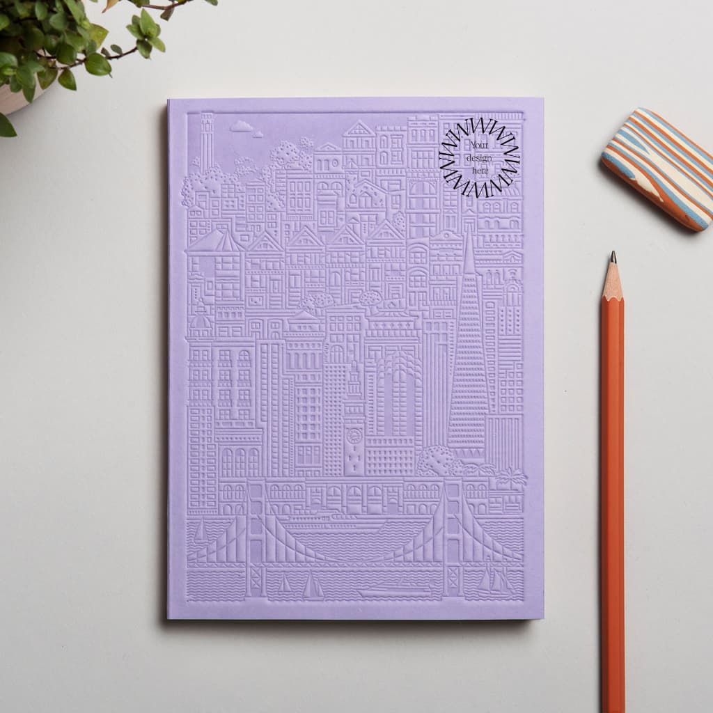 City notebook Stockholm purple personalised branded corporate gift premium corporate swag
