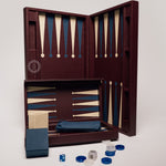 Classic Leather Backgammon Set and Booklet Leather Backgammon Set in burgundy, genuine leather travel games for executive and luxury client gifting
