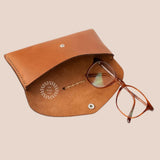 Hand-stitched clay leather organiser pouch with snap clasp, personalise it with your company logo