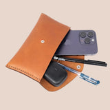 Clay veg-tanned leather organiser pouch, a branded gift for conferences, employees and events