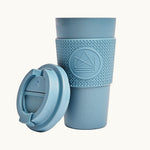 Blue compostable 16oz tumbler, co-brand for sustainable merch and eco swag