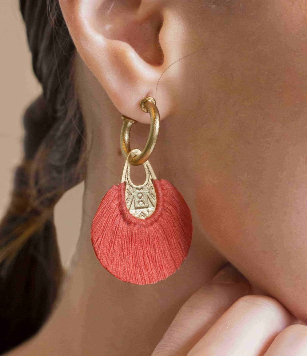Coral tassel gold hoop earrings for VIP premium corporate gifting and brand activations 