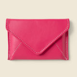 Leather envelope wallet with RFID for corporate gifting in fuchsia