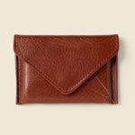 Leather envelope wallet for business gifting in brown