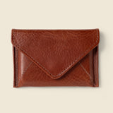Leather envelope wallet for business gifting in brown